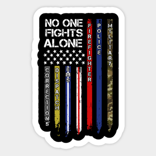 No One Fights Alone Sticker - No One Fights Alone - Heros Behind The Badge by TeddyTees